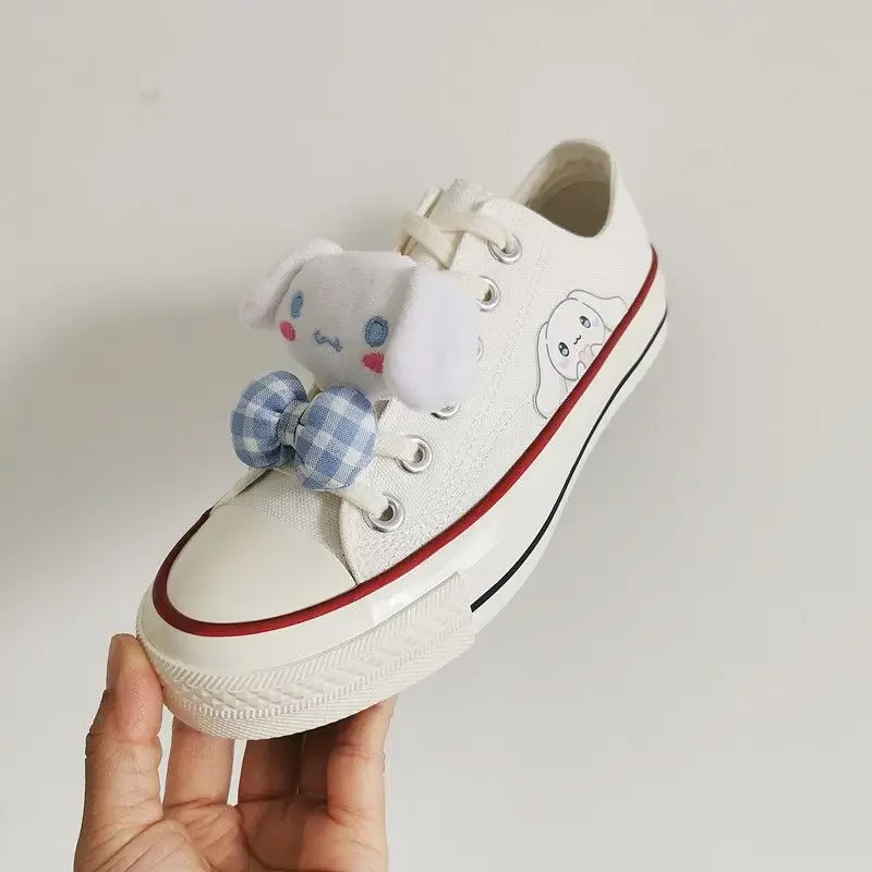 Miniso Sanrio My Melody Cinnamoroll Kuromi Canvas Shoes Low-Top sneakers Student Ins Cute Pink Board Shoes Tennis Shoes Women