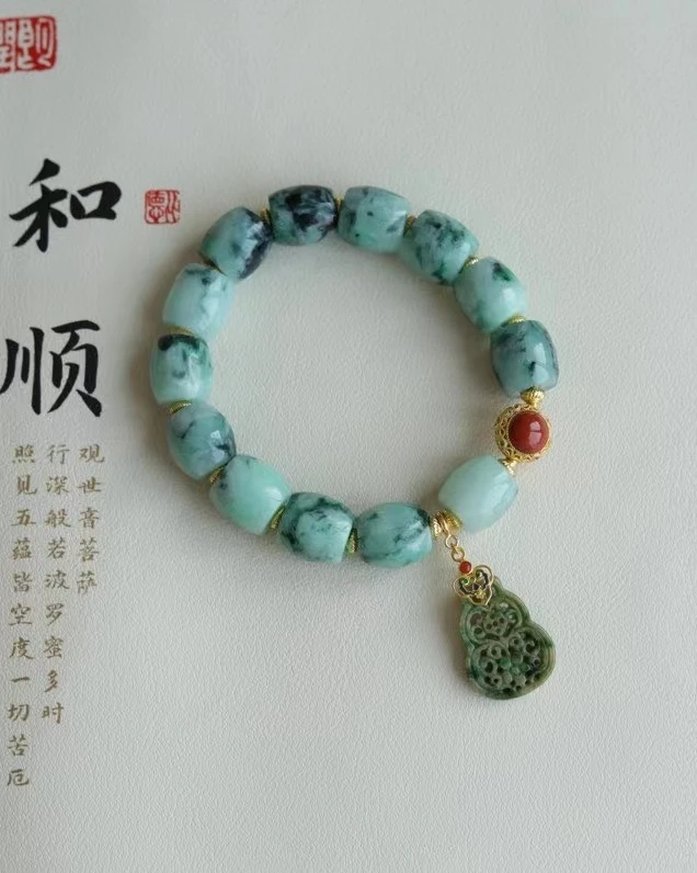 

Natural Green Jade A Beads Carved Bracelet Pendant 12.5mm The Buddha Pendant Women Natural Gemstone Rare Jade A Crystal AAAAAA