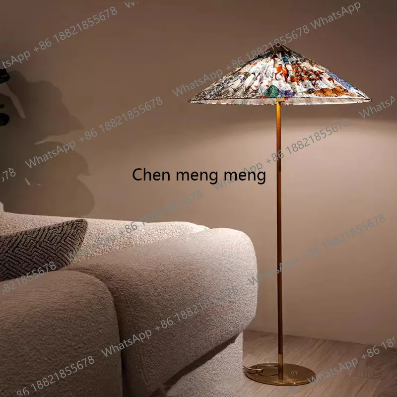

Living room vertical floor lamp, study bedroom, hat rattan floor lamp