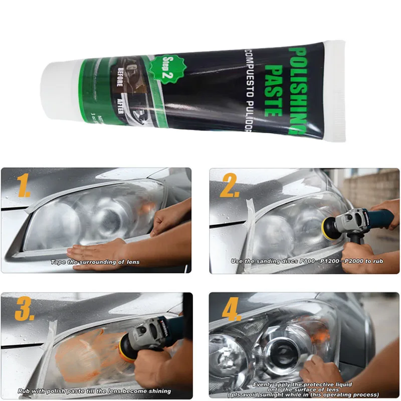 Car Headlight Restoration Kit Polishing Paste Headlamp Repair Light Lenses Chemical Brightener Headlight Refurbish Tool