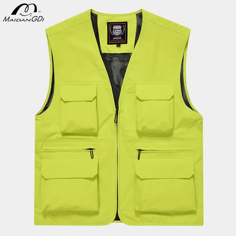 Men's Quick Drying Waterproof Vest Multi Pocket Lightweight Breathable Men Clothing Outdoor Daily Leisure Work Attire Style