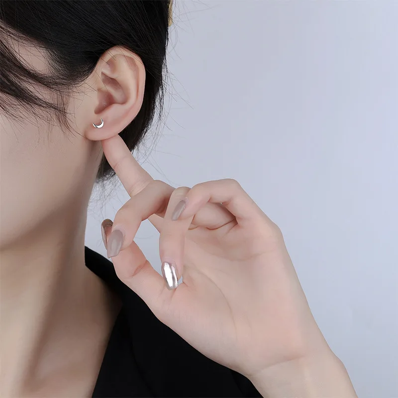 Minimalism Geometric Stud Earrings for Women Korean Fashion Square Triangle Moon Ear Studs Teen Simple Ear Piercing Jewelry