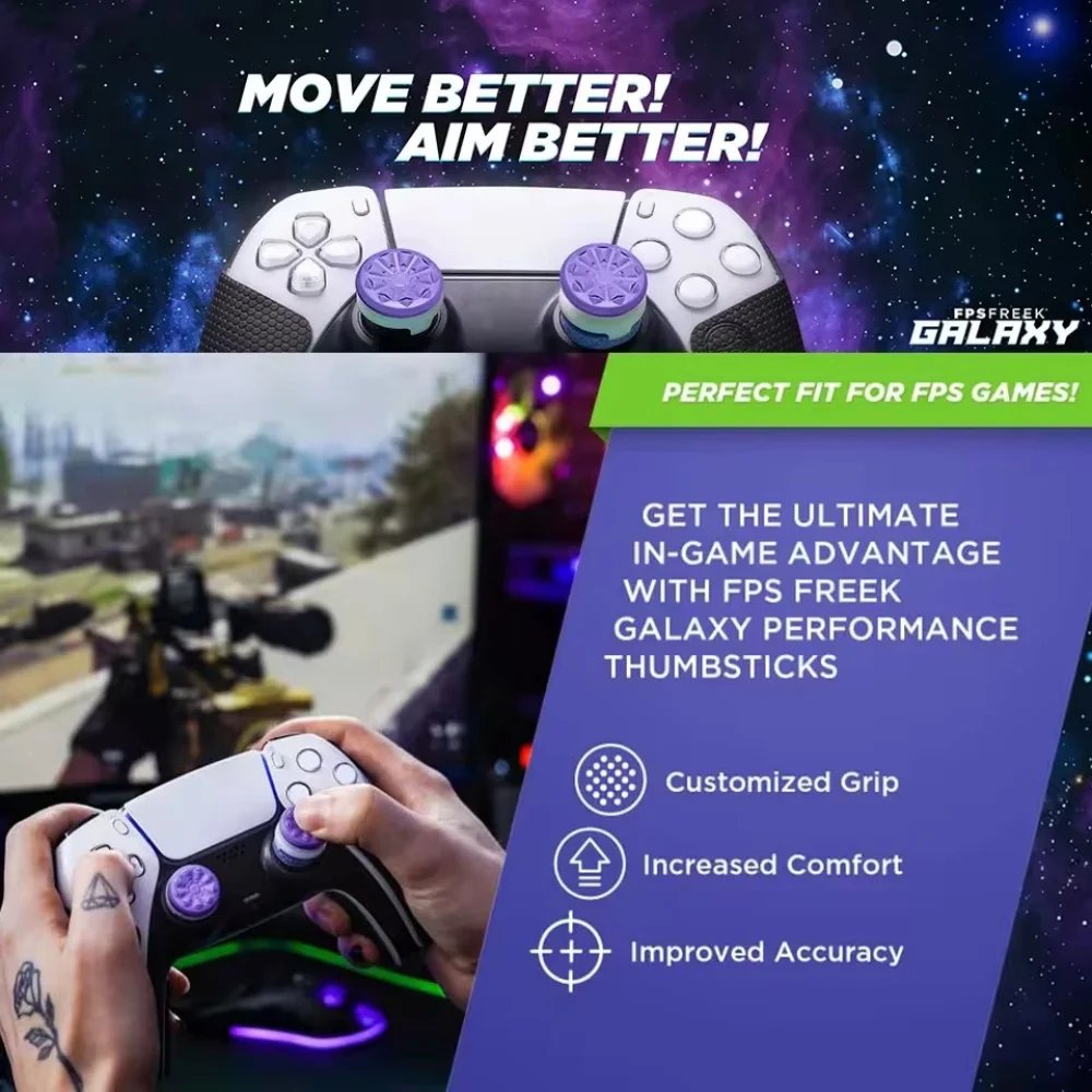 High-Rise Performance Freeks for PS4 PS5 Galaxy Joystick Compatible with 8BitDo Ultimate Controller Stick Silicone cap image 4