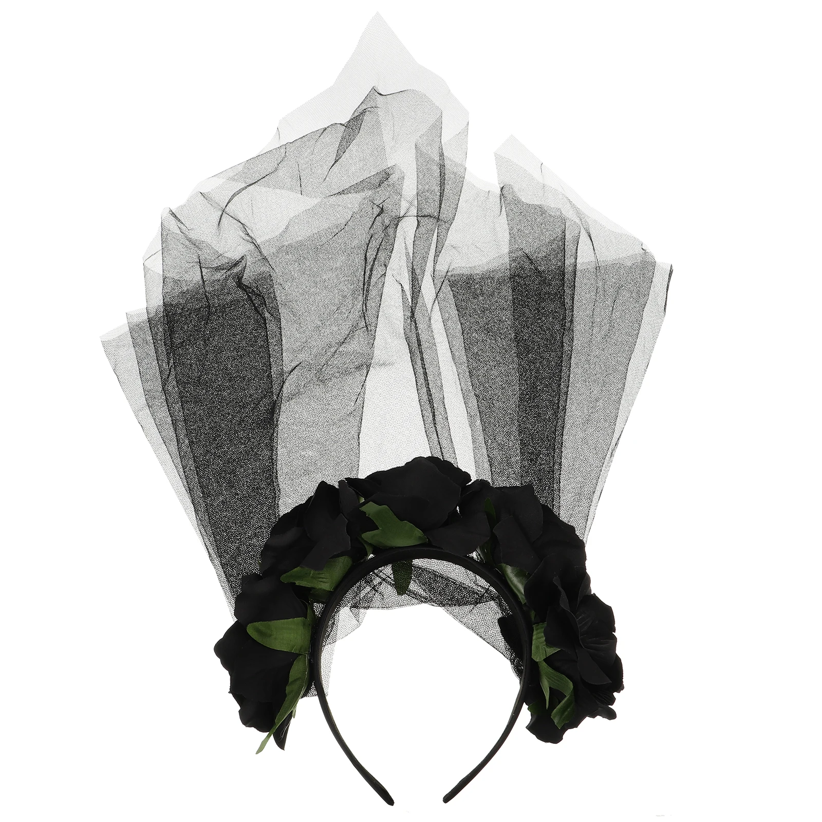 

Party Decor Black Veil with Roses Prom Carnival Bride Veils for Wedding Halloween