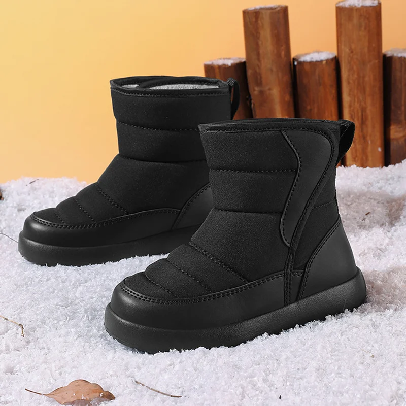 ฤดูหนาวเด็กอบอุ่นรองเท้าบู๊ตหิมะ Plush High Top Anti-Slip Casual เด็กดีผ้ากันน้ํารองเท้า Thicken เด็กผู้หญิงรองเท้าผ้าฝ้าย