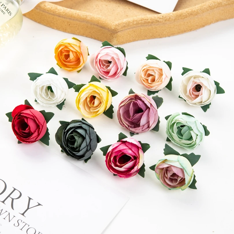 

100Pc Artificial Flower 3Cm Silk Rose Head Family Christmas Decoration Wedding Bride Holding Bouquet Accessories Diy Scrapbook