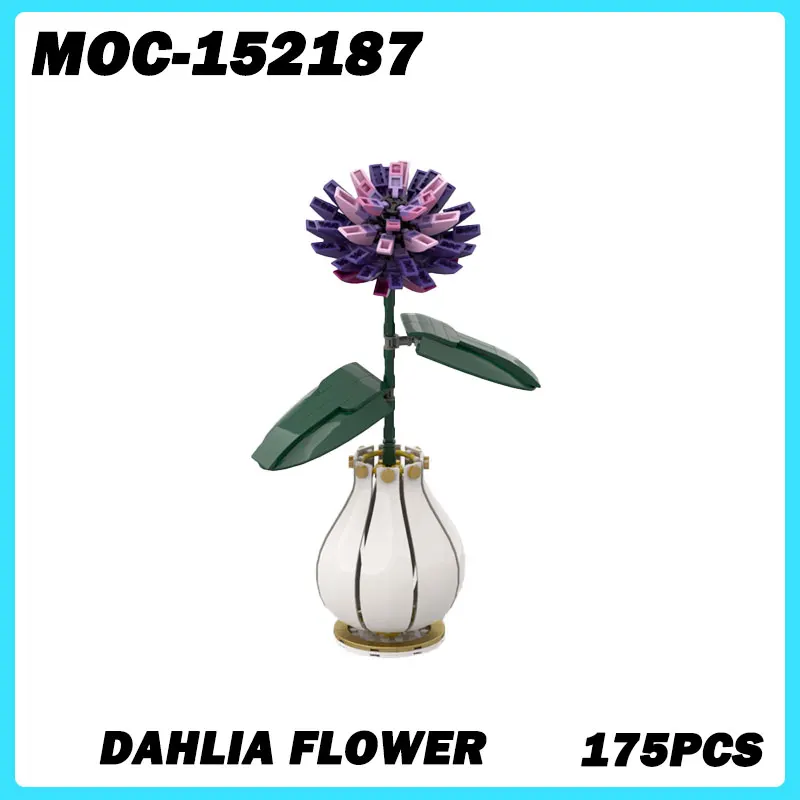 MOC-152187 Micro Architecture Dahlia Flower Building Blocks, DIY Model Assemble Bricks Puzzle Toys Brick Birthday Gifts 175PCS