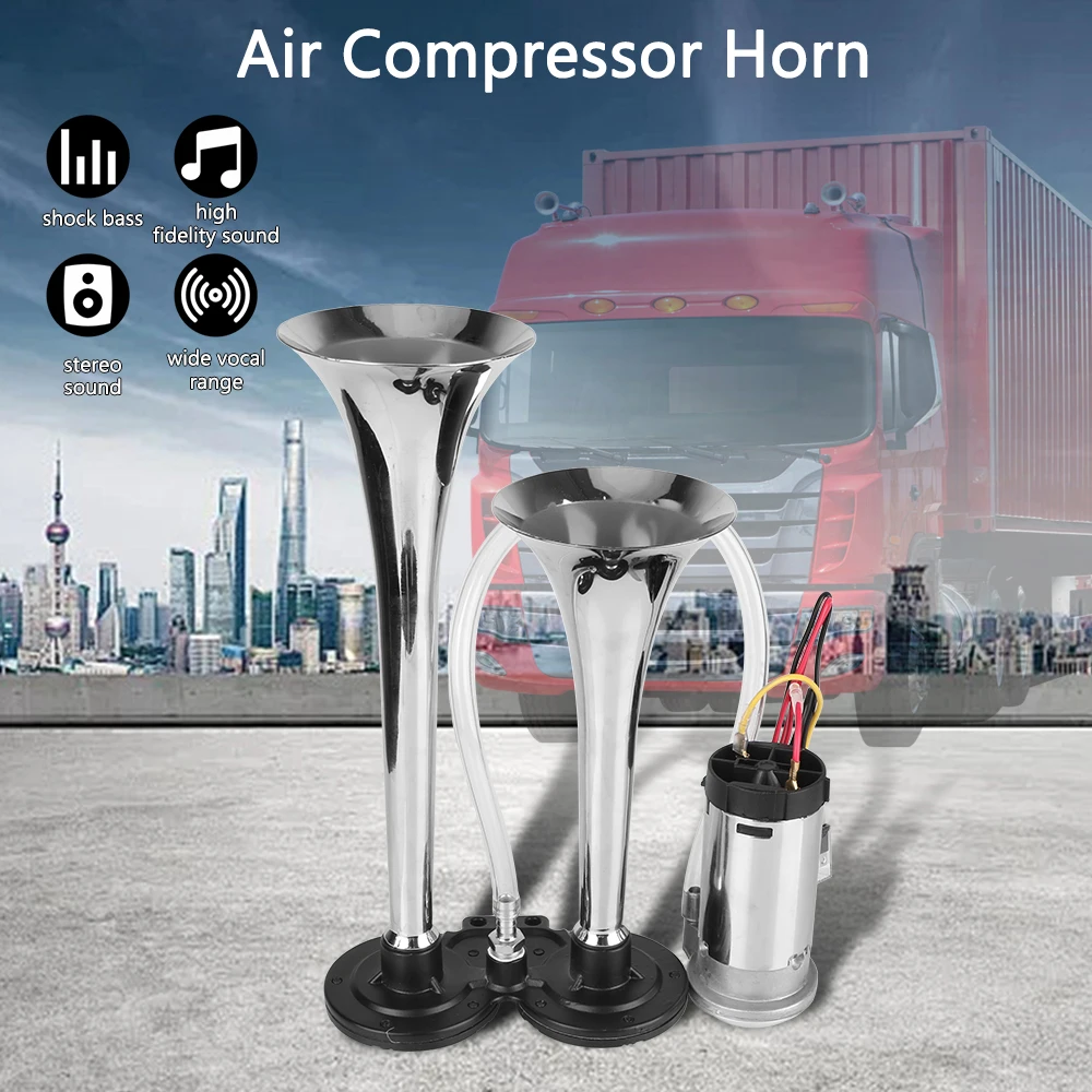 Modification With Air Compressor Dual Trumpets 12V Car Electric Horn For Motorcycle Boat Truck 12V 80A Relay 150dB Loud