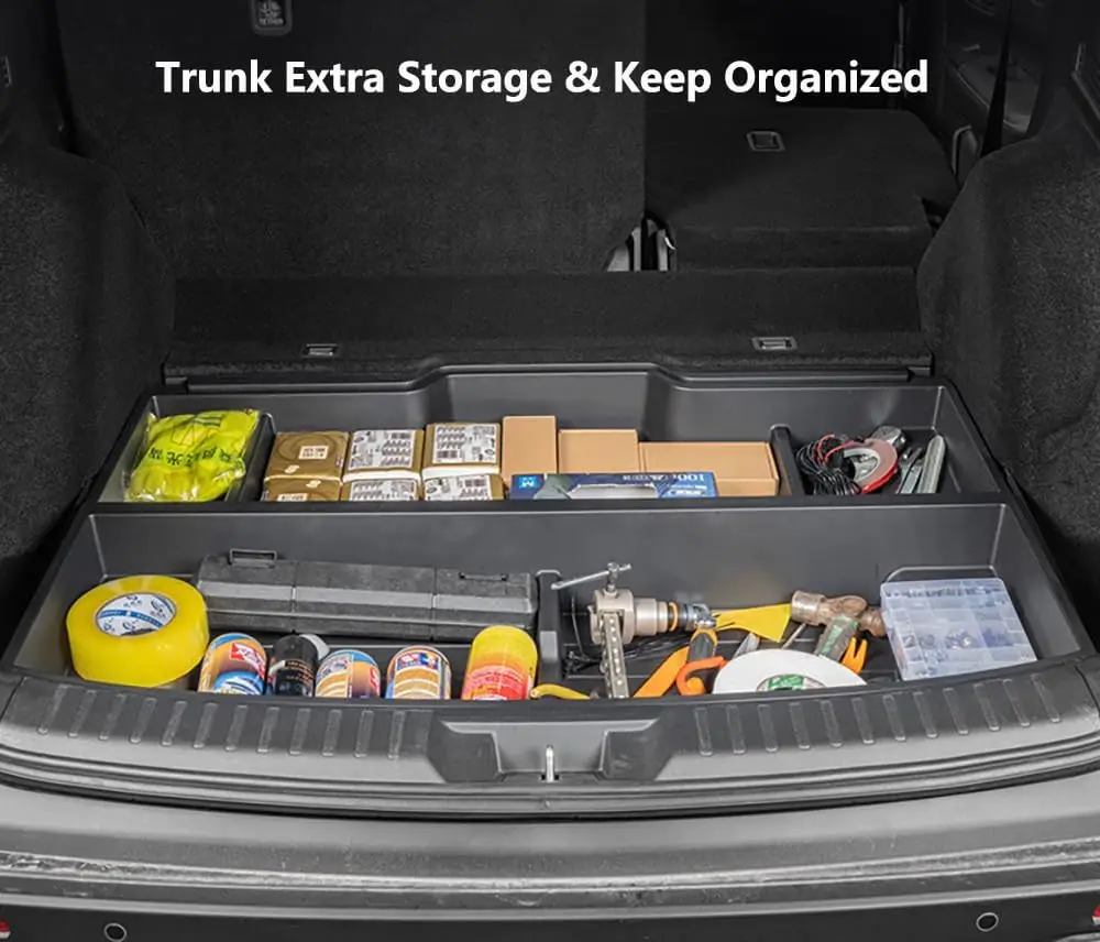 2023 - 2026 Car Trunk Hidden Storage, Waterproof TPE Tray, Black, Fits Rear Hatch with Extra Space