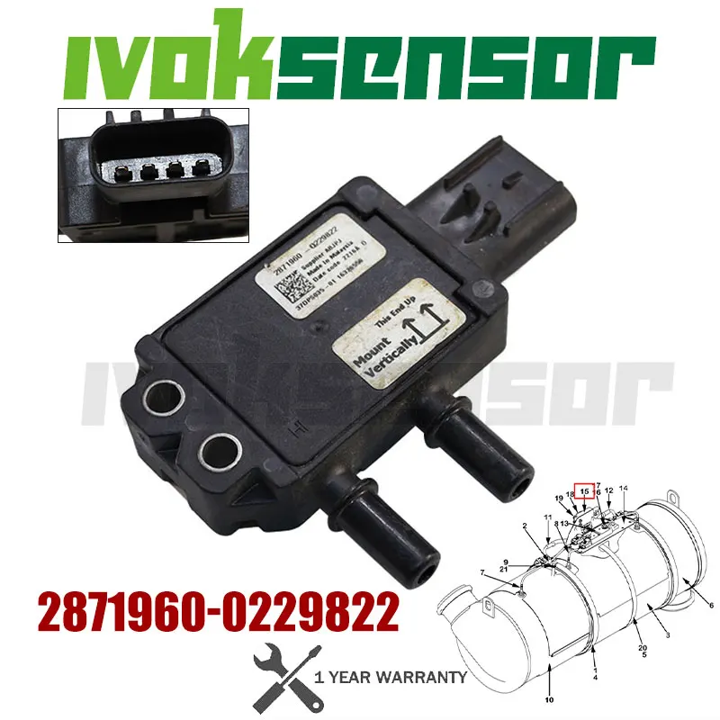 Diesel DPF Particulate Filter Differential Imported Air Pressure Sensor For Cummins 2871960 37DPS035-01 2871960-0229822