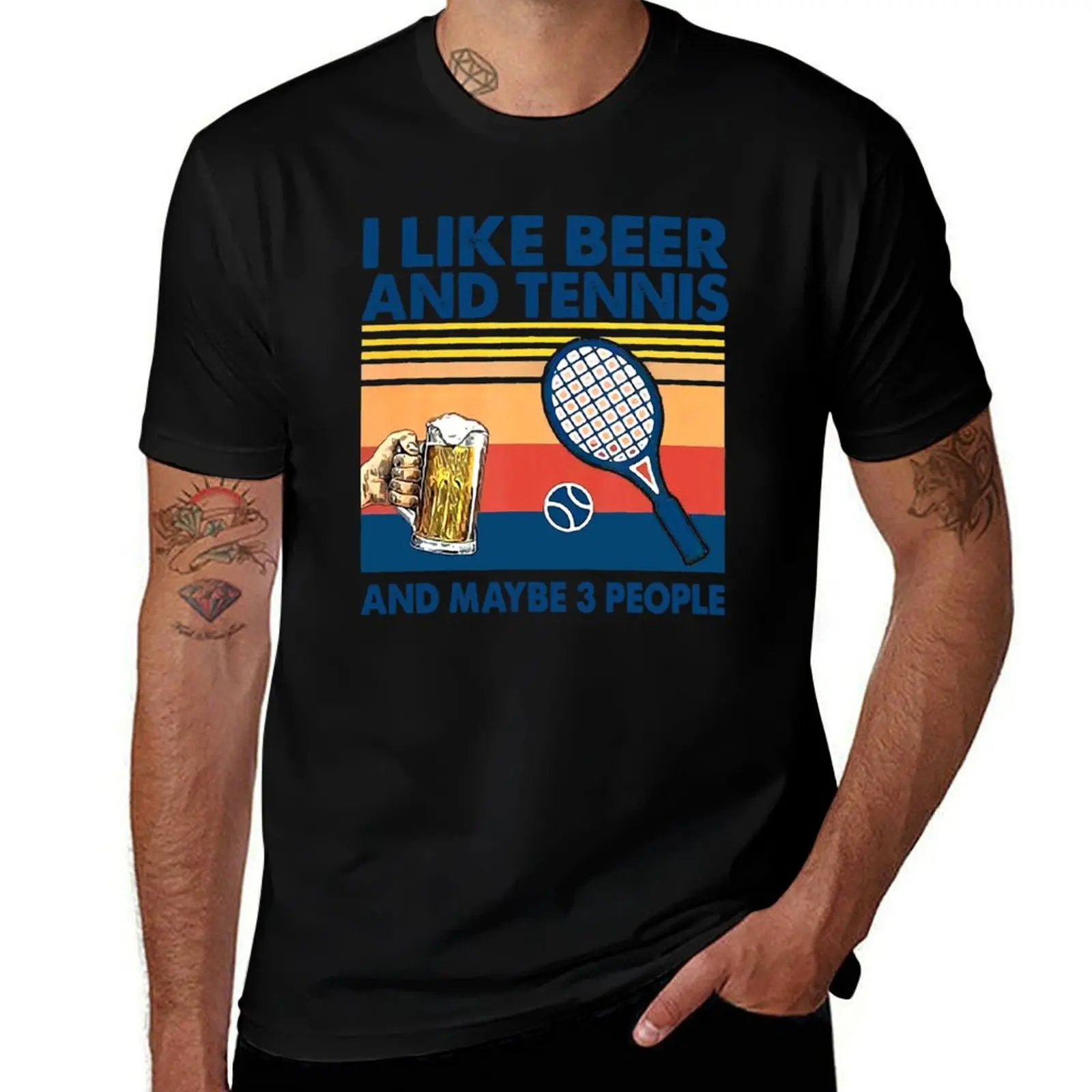 i like beer and tennis maybe 3 people T-Shirt Plus Size Basic Short Sleeve Top T-Shirt