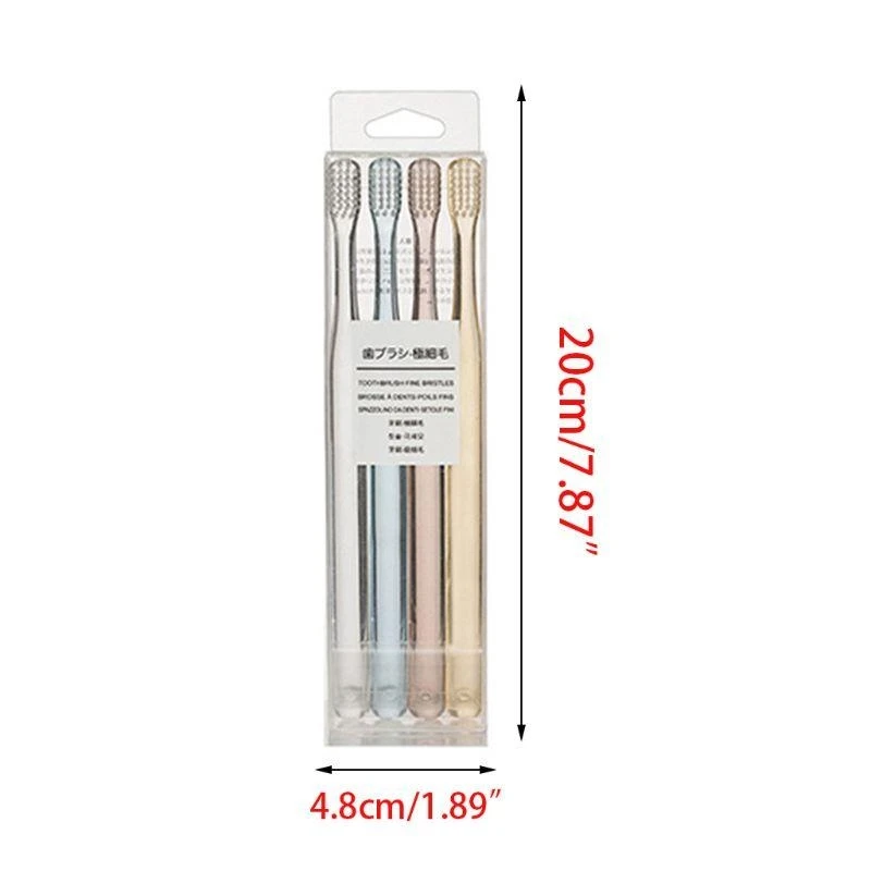40JD 4Pcs/Set Nordic Clear Plastic Crystal Handle Toothbrush Soft Bristle Small