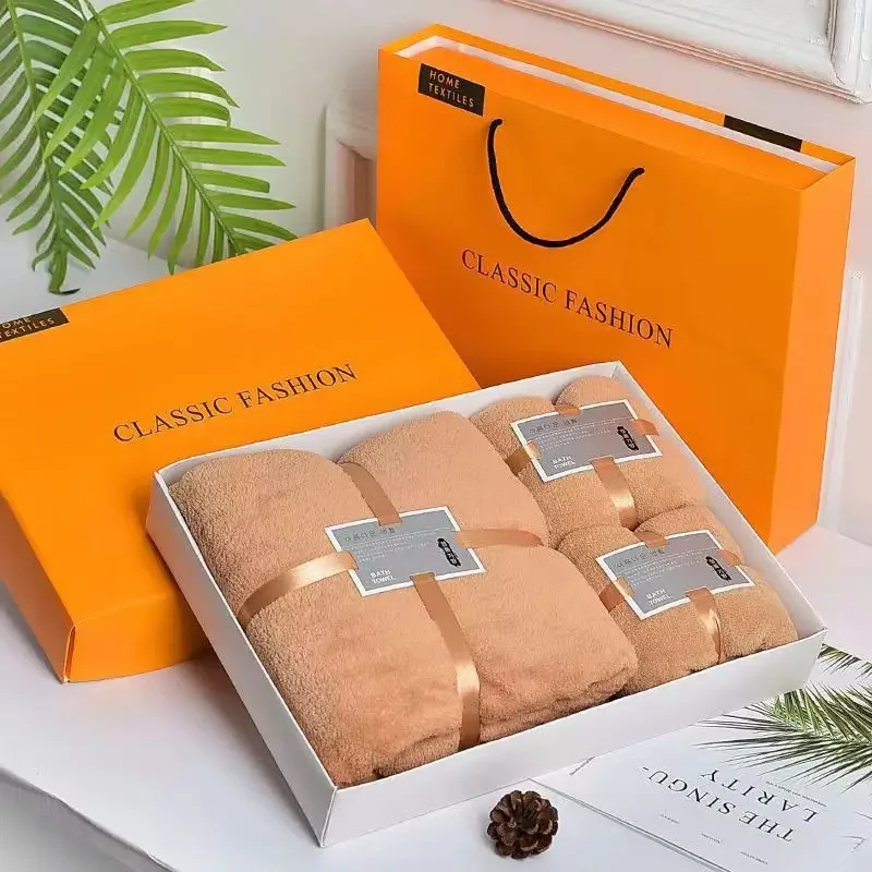 Bath 3 Piece Set Coral Velvet Towel and Bath Towel Three-piece Set of Gifts Gift Boxes Company Store Opening Wedding Return Gift