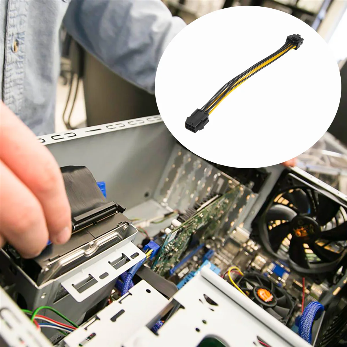 Paquete de 2 tarjetas gráficas Cable de alimentación adaptador PCIe de 6 pines a 8 pines (Cable de alimentación de tarjeta gráfica de vídeo GPU) 7,8 pulgadas