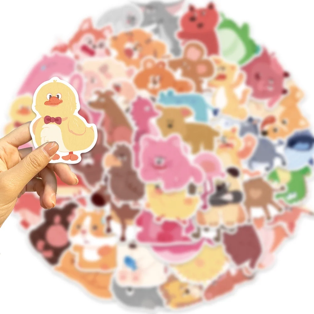 

50 шт., водостойкая декоративная наклейка с рисунком акварельных животных в стиле граффити для шлема, пенала, наклейки BulingBulingStickers Store