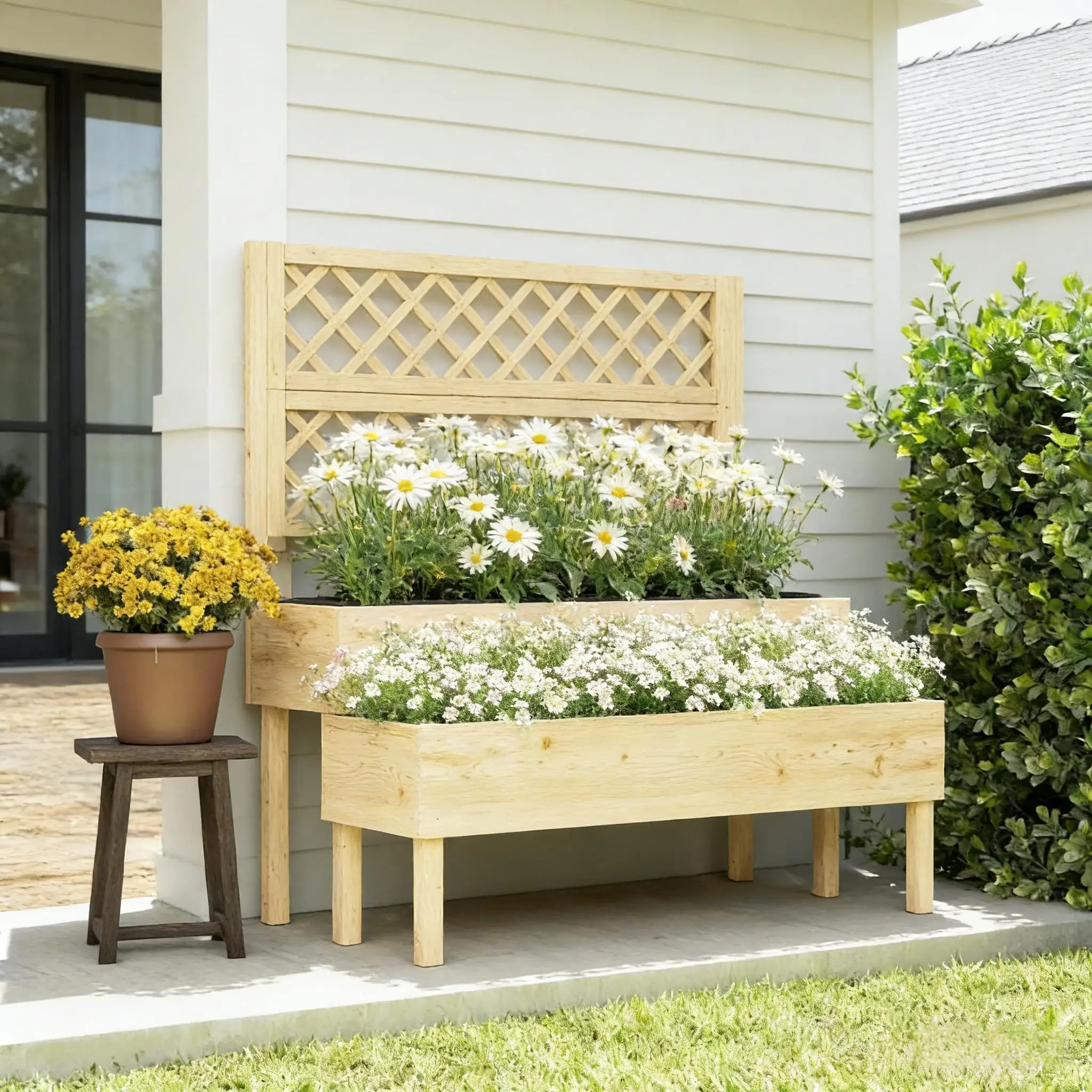 Raised Bed Planter Box - Jardinière surélevée pour patio, jardinière avec
