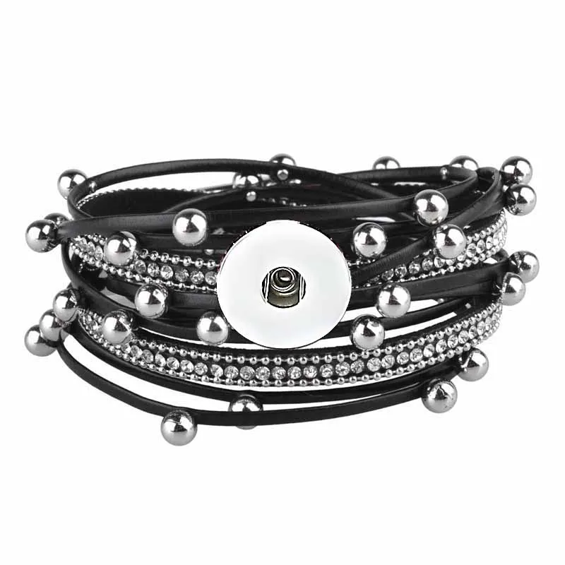Heißer Doppel Kreis Armreif Wirklich Echtes Leder 298 fit 18mm Druckknopf Armband Charme Schmuck Für Frauen Geschenk 39 cm