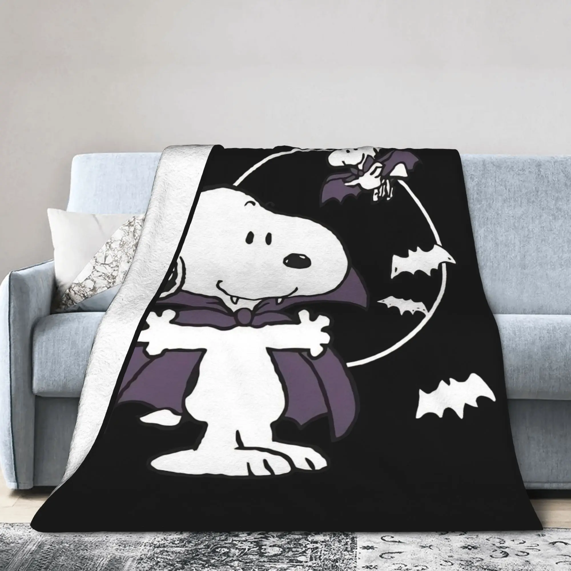 Halloween Snoopys Blanket Velvet Pumpkin Bat Lightweight Throw Blanket for Bedding Couch Bedroom Quilt