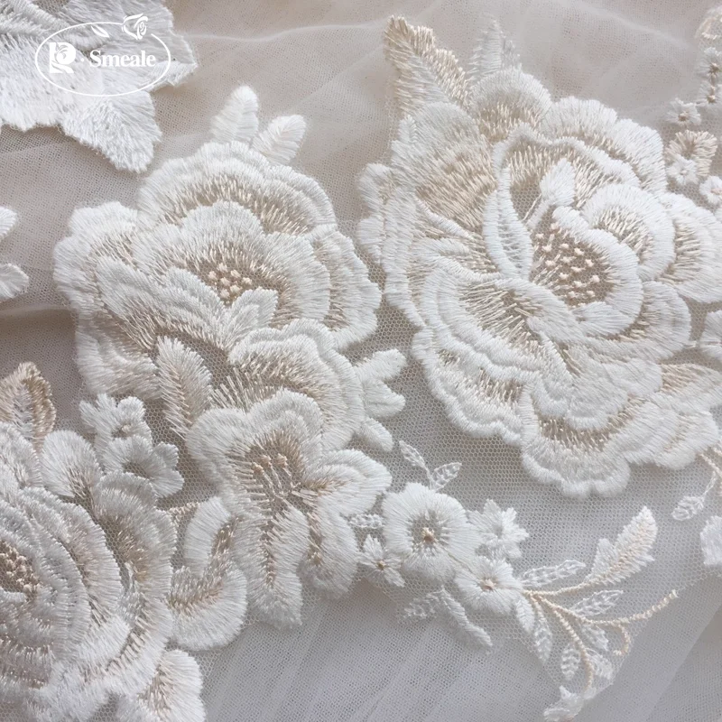 2 pièces, coton broderie dentelle décalcomanie miroir Surface Patch tissu, fait à la main bricolage chapellerie de mariage vêtements accessoires de couture