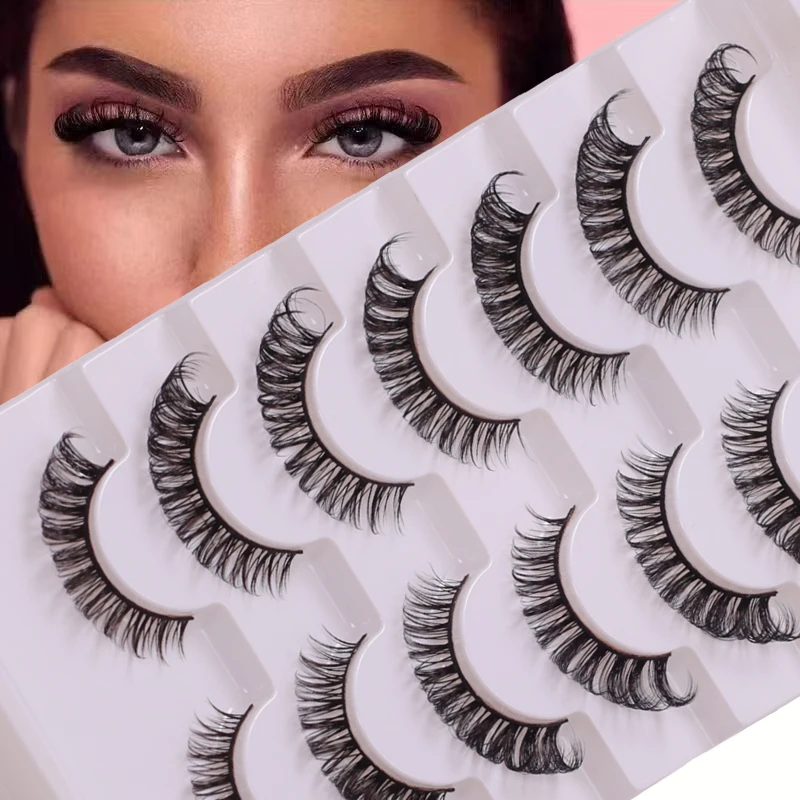 売れ筋の厚くて丈夫なつけまつげ7組。手作りで再利用可能で、素晴らしいアイメイクを作成できます。