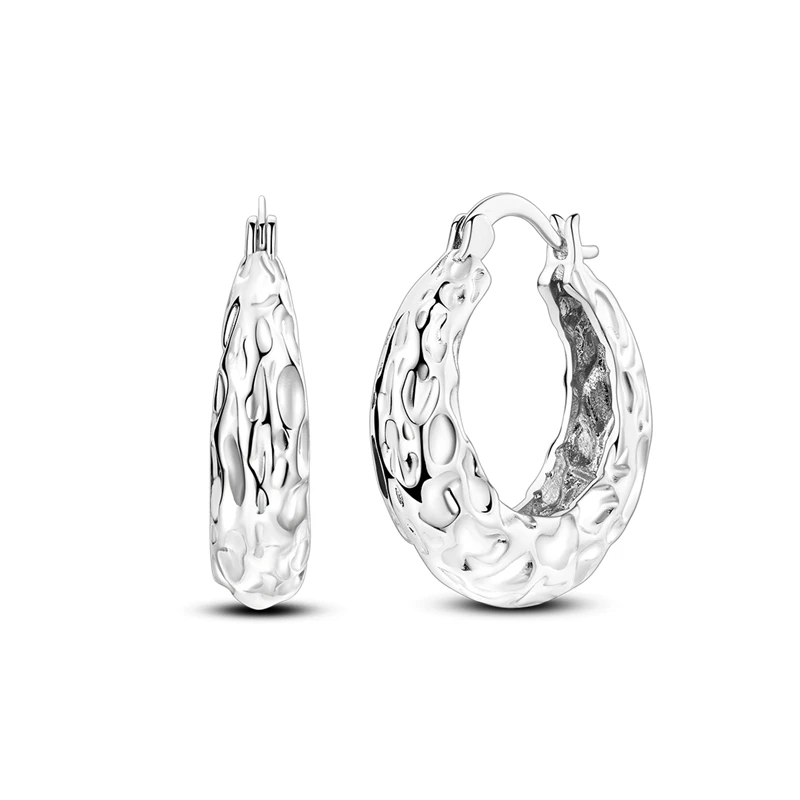 

925 Sterling Silver Earrings Women Sparkling Circular Bread Liquid Metal Hoop Earring For Anniversary Wedding Jewelry Gifts