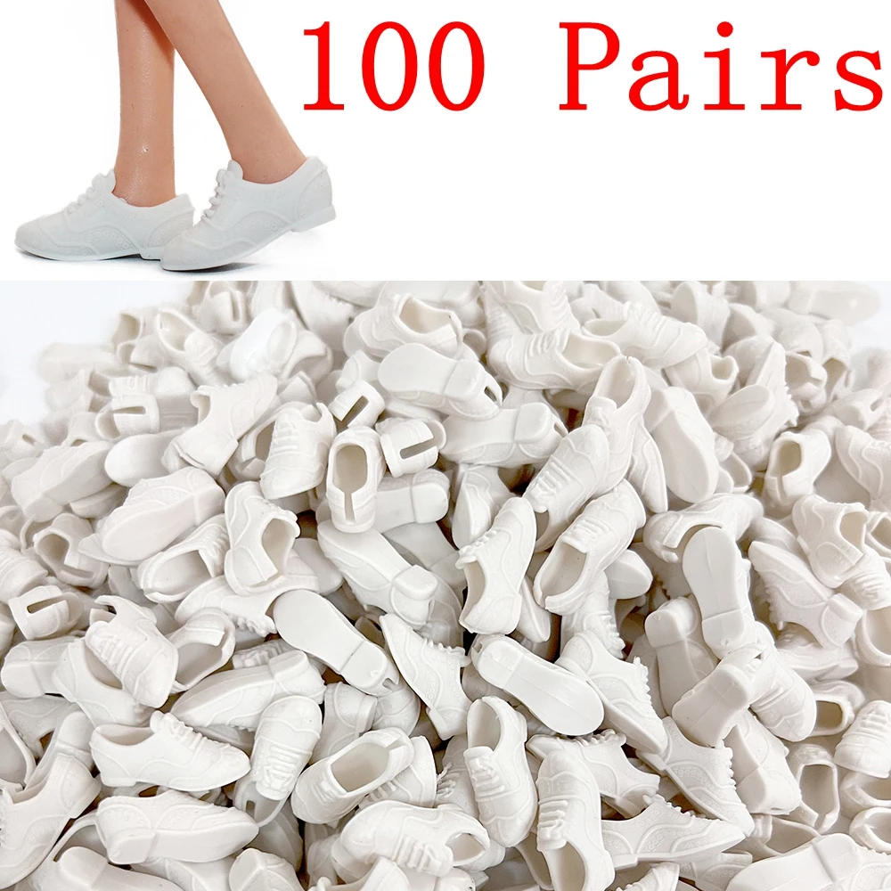 NK Official 100 Pairs White Sneakers  Casual Sports Flat Shoes for 1/6 Doll Clothes Doll Shoes for 11.5