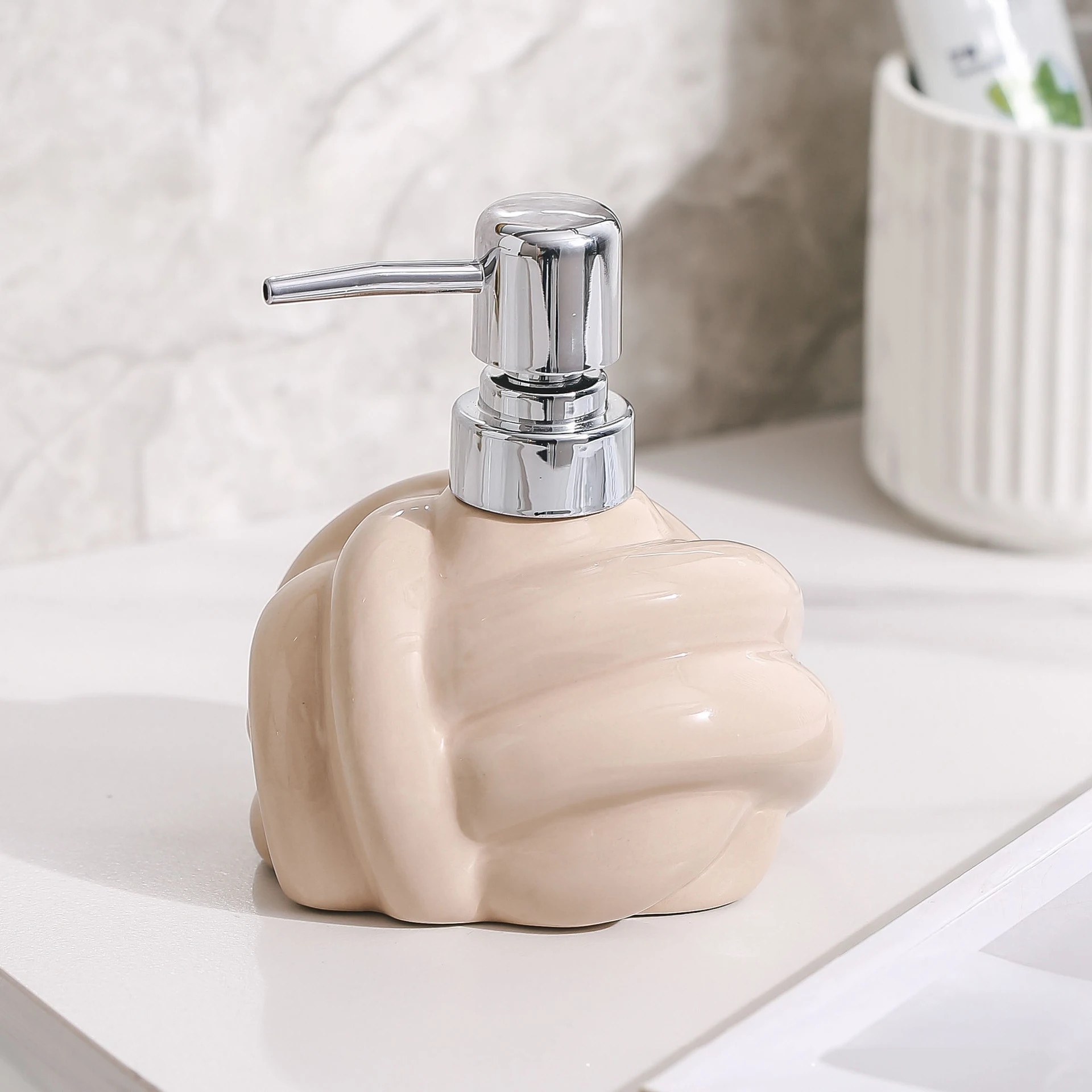 Household Ceramic Lotion Bottle Shower Gel Shampoo Dispenser Two in One Hand Soap Dispenser Hotel Bathroom Accessories 450ml