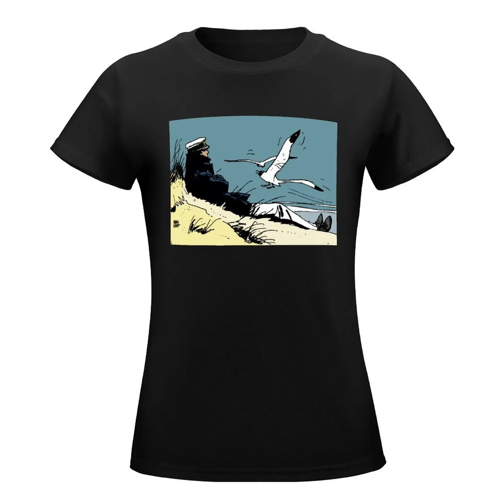 Corto Maltese on the shore T-Shirt oversized Aesthetic clothing oversized workout shirts for Women