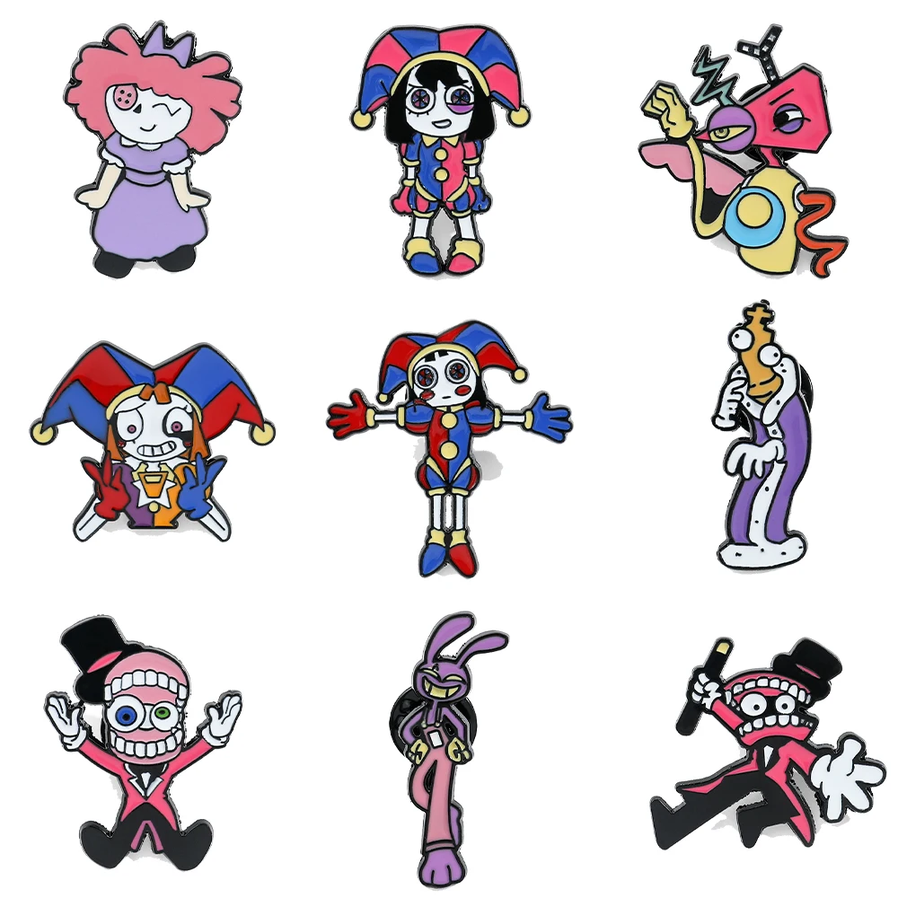 New The Amazing Digital Circus Enamel Pins Cute Pomni Jax Brooch Circus Theater Metal Badges for Backpack Pins Accessories