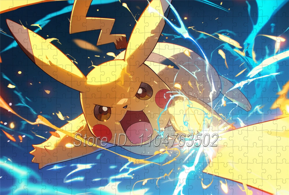 Pikachu quebra-cabeça dos desenhos animados personagens pokemon 108/200/300/500/1000 peças quebra-cabeças para adulto jogo de descompressão presente artesanal