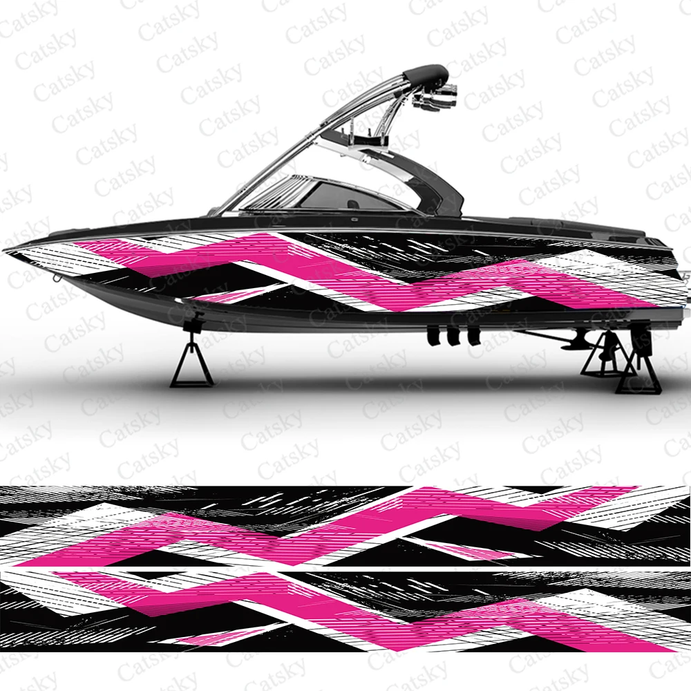 

Colorful lines geometric stripes Boat wrap sticker vinyl pontoon deck boat fishing decal design uniform vector abstract print