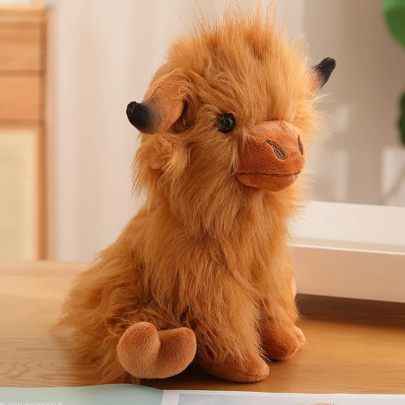 27cm brown high land cow plush toy creative design, soft and comfortable gift for children