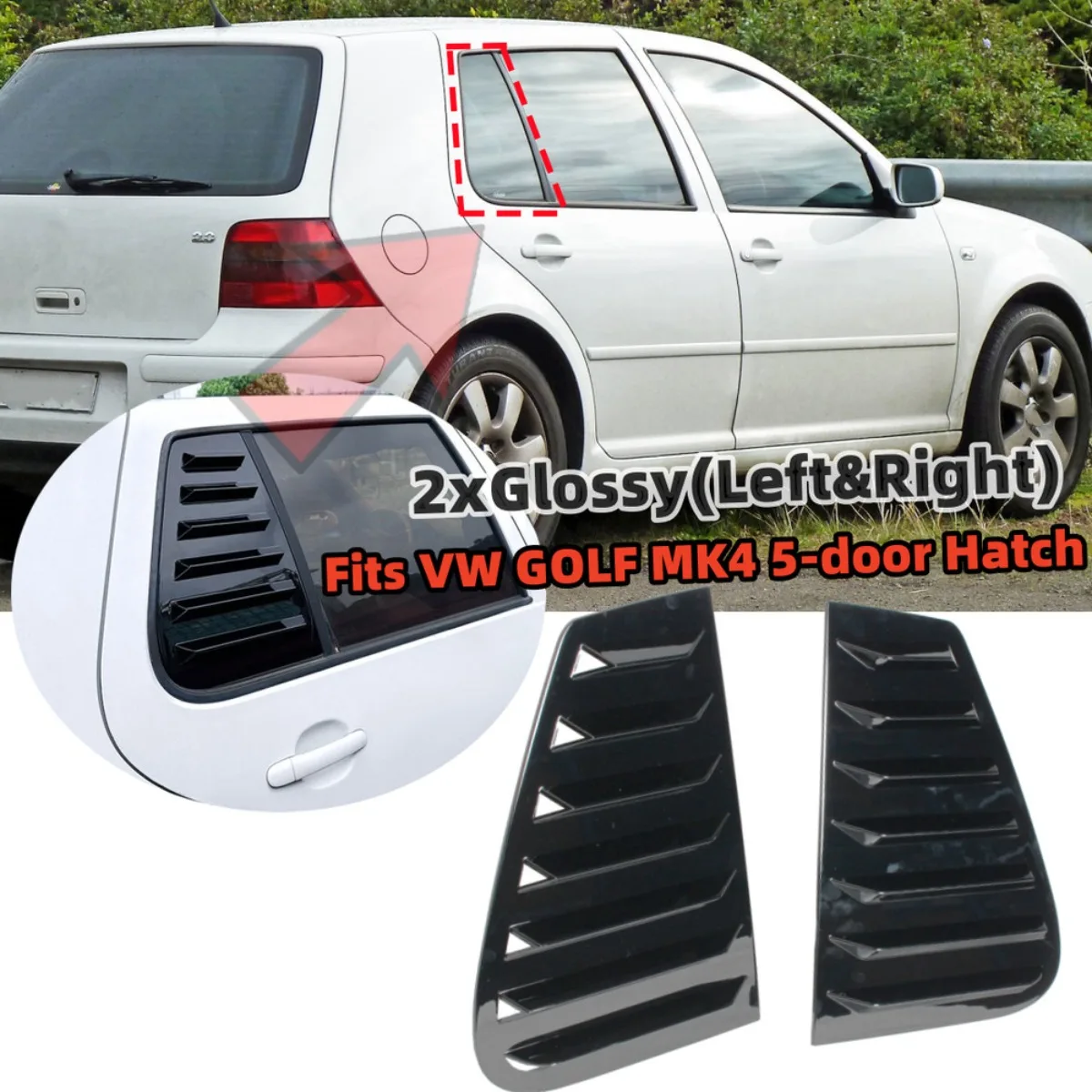 Rear Side Window Trim Spoiler Shutter Cover Louver Air Vents For VW Golf 4 5 6 7 MK4 MK5 MK6 MK7 MK7.5 MK8 Replacement Part