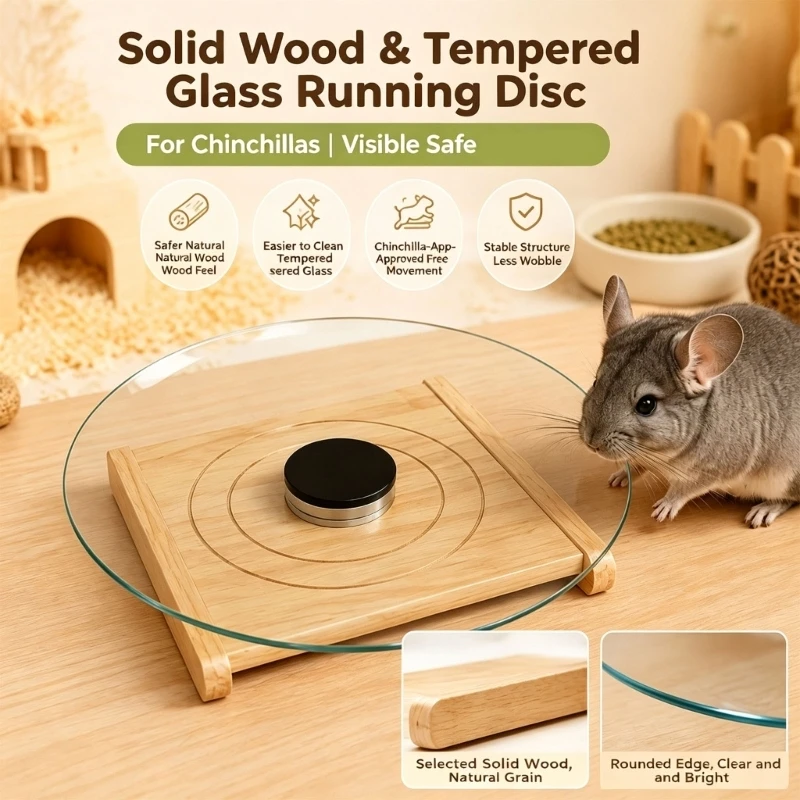 Horizontal Hamster Running Disc with Smooth Glass Track, Rectangular Base, and Detachable Design for Direct Routine KXRE