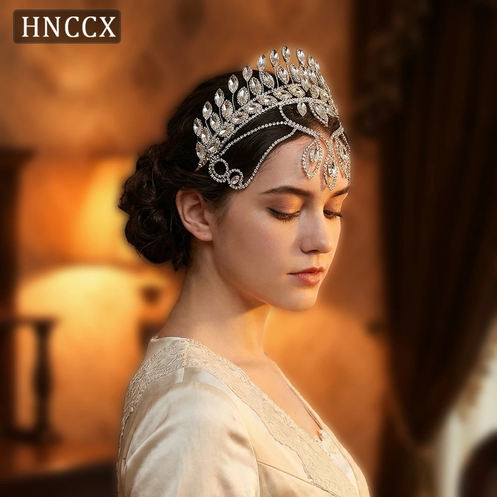 

YouLaPan Goddess Greek Head Hoop Hair Accessories Double Row Hollow Out Headband Bridal Weddings Rhinestone Headpiece HP968