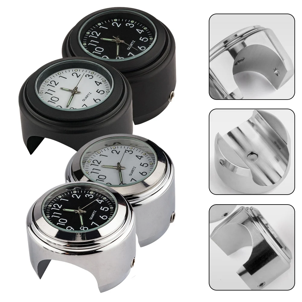 22-25mm Motorcycle Bike Handlebar Mount Quartz Clock Watch  Chrome Waterproof Handlebar Clock Moto Accessories