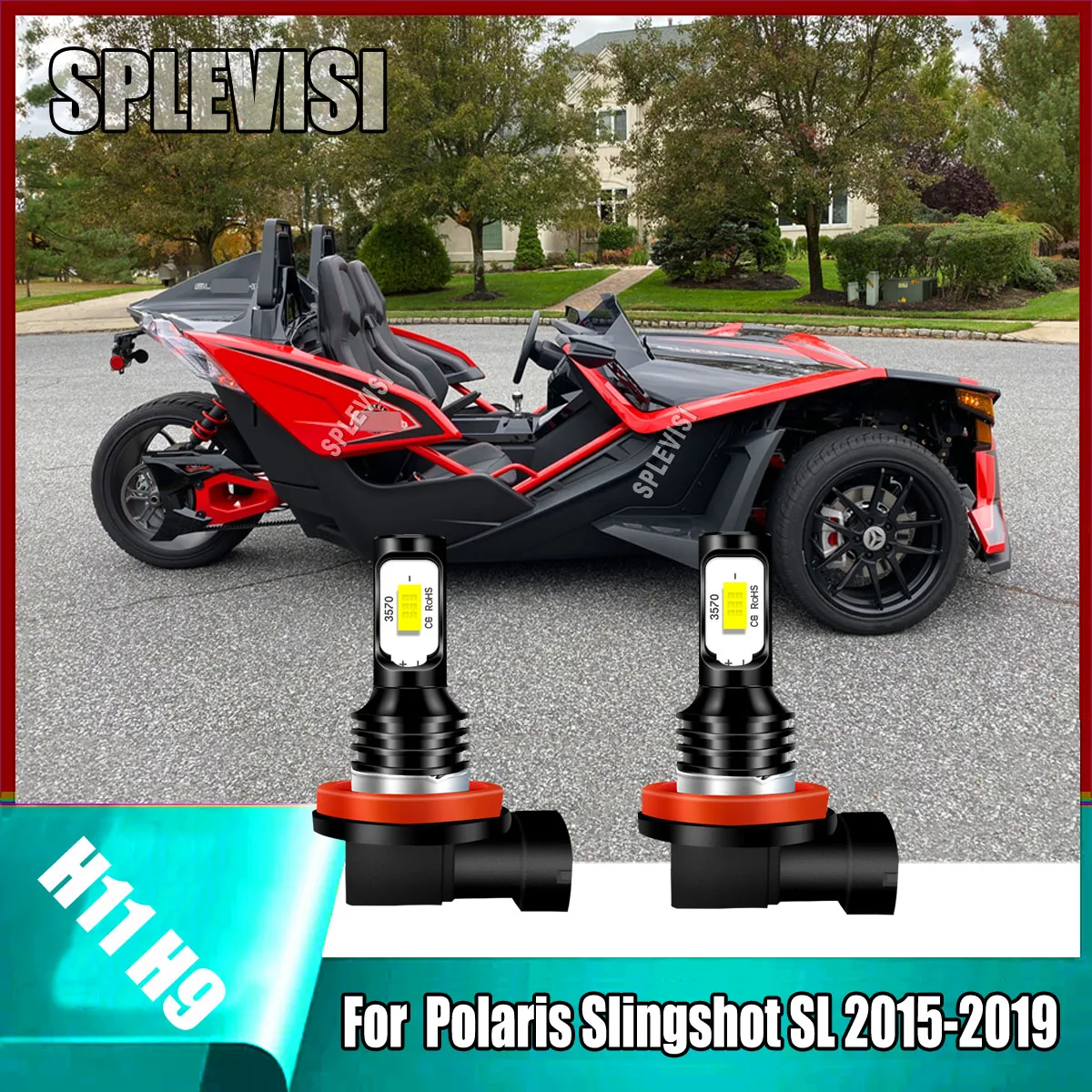

H11 H8 H9 Headlight LED Bulbs-aviation aluminum provides stable heat dissipation For Polaris Slingshot SL 2015 2016 2017-2019