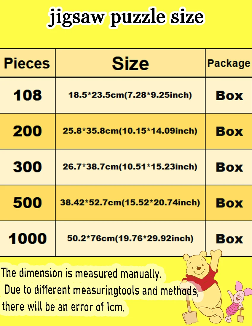 Puzzle Disney Kubuś Puchatek i Tygrysek 108/200/300/500/1000 elementów Drewniane puzzle podłogowe Wysoka jakość Prezent Zabawna gra imprezowa