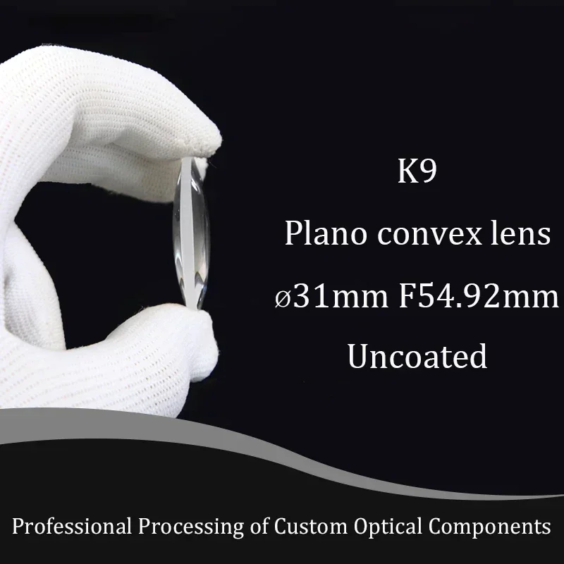 Plano Convex Lens Diameter Diameter31mm , Focal 54.92mm Optical Lenses K9 Glass Focusing Lens With AR Coating