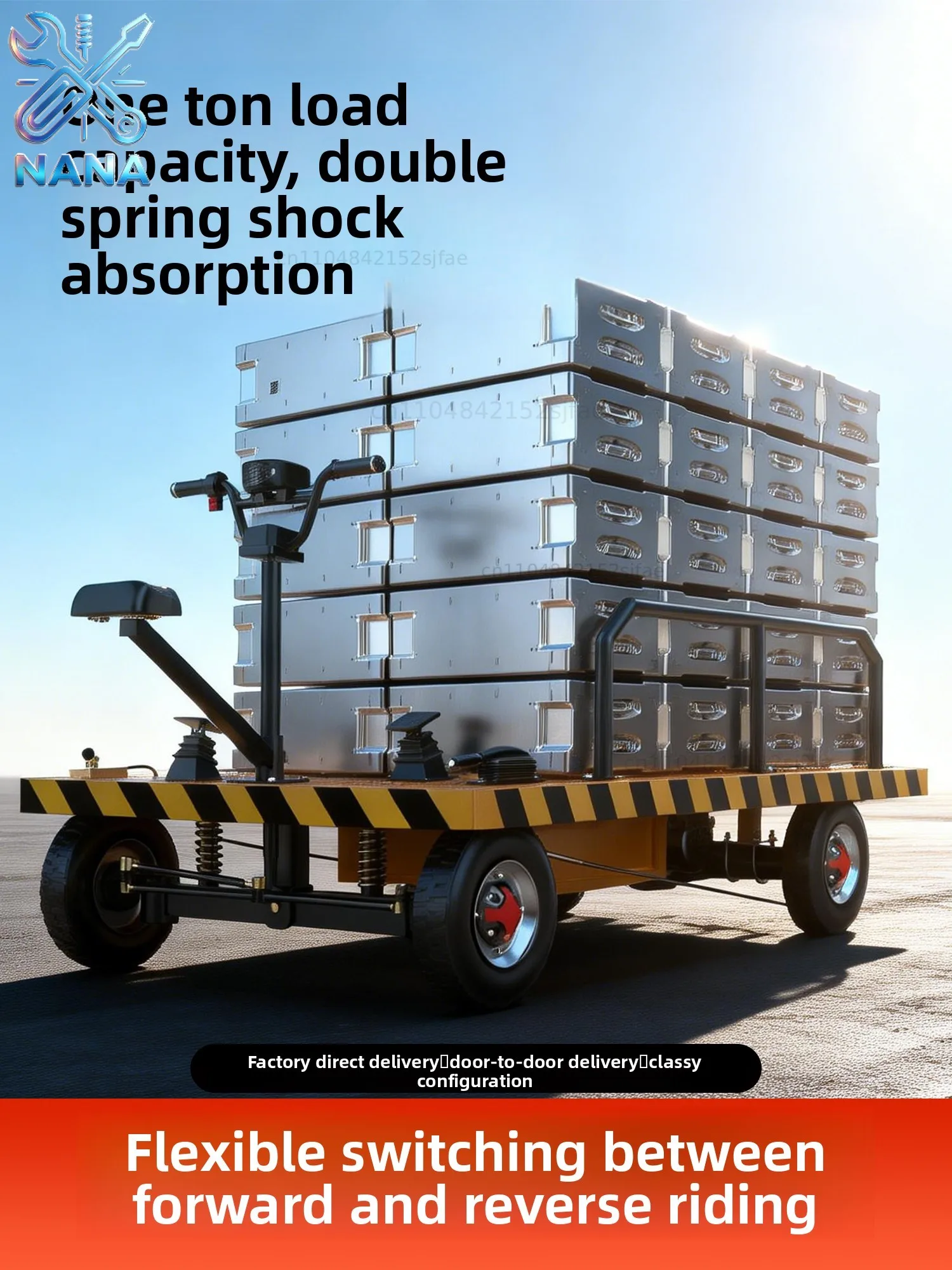 electric flatbed truck, warehouse pulling goods four-wheel trolley, reverse riding truck, breeding and pulling manure transport