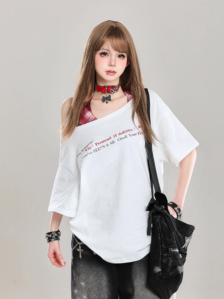 American Style Hot Girl Letter Print Halter Two-Piece Set Women Summer New Super Beautiful Design Sensation Shoulder Top