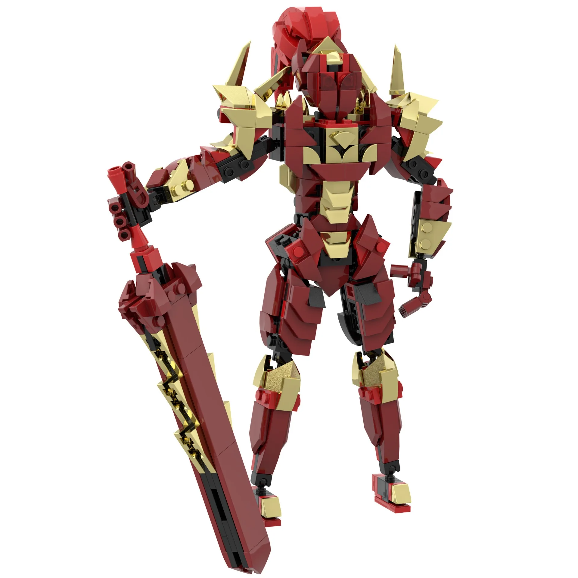 MOC Mecha Series Knight Enhanced Red Yeglitte Model Brick DIY Puzzle Toy Children's Gift