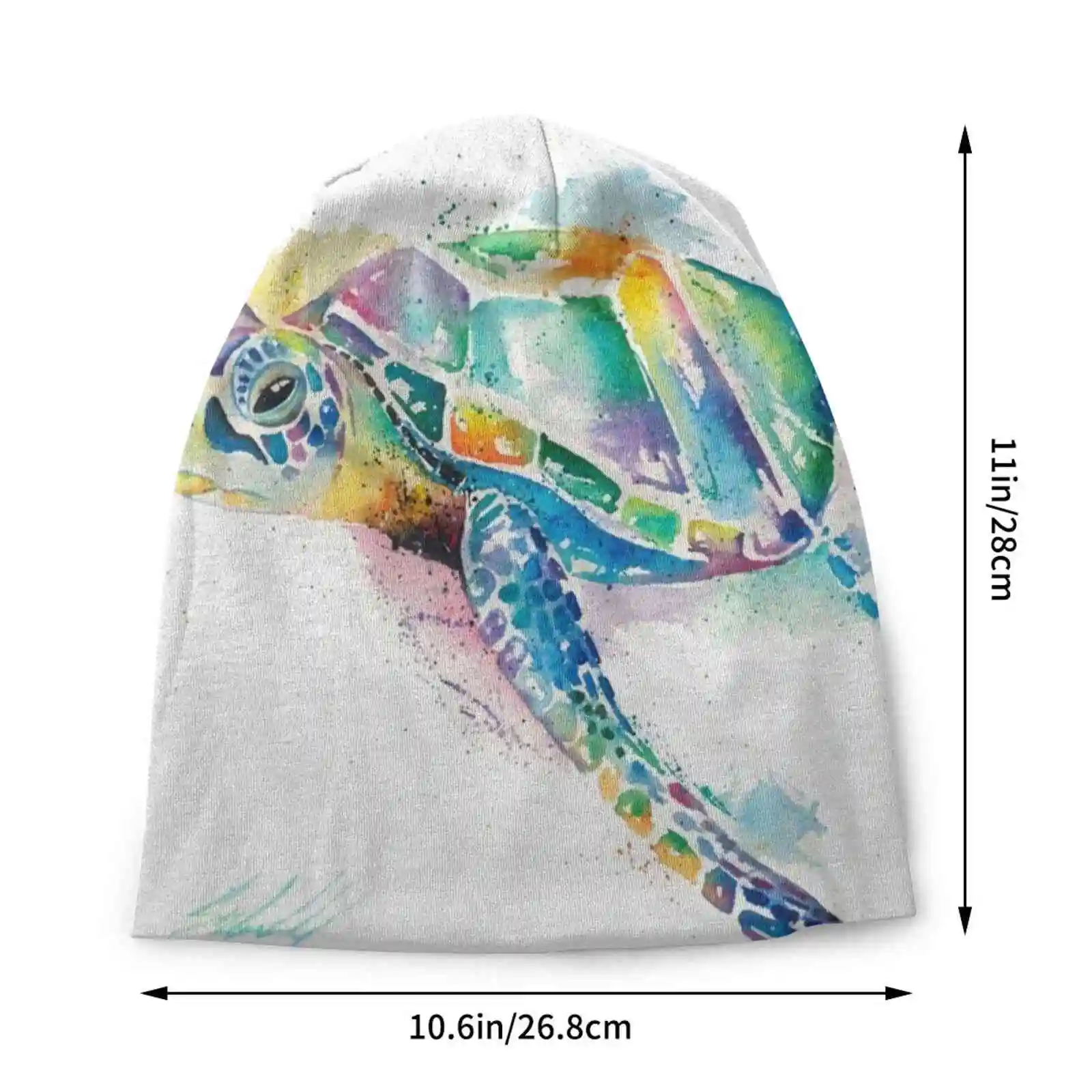 Rainbow Ripple Sea Turtle Knitted Hat Warm Beanie Outdoor Caps Rainbow Sea Turtle Watercolour Animals Artwork Rainbow Ripple