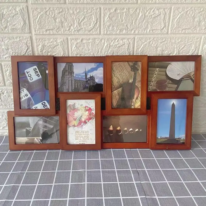 

1Pcs 6-Inch 8-Piece Combination Creative Photo Frame Home Ins Style Modern Art Wood Decorative Photo Picture Frames