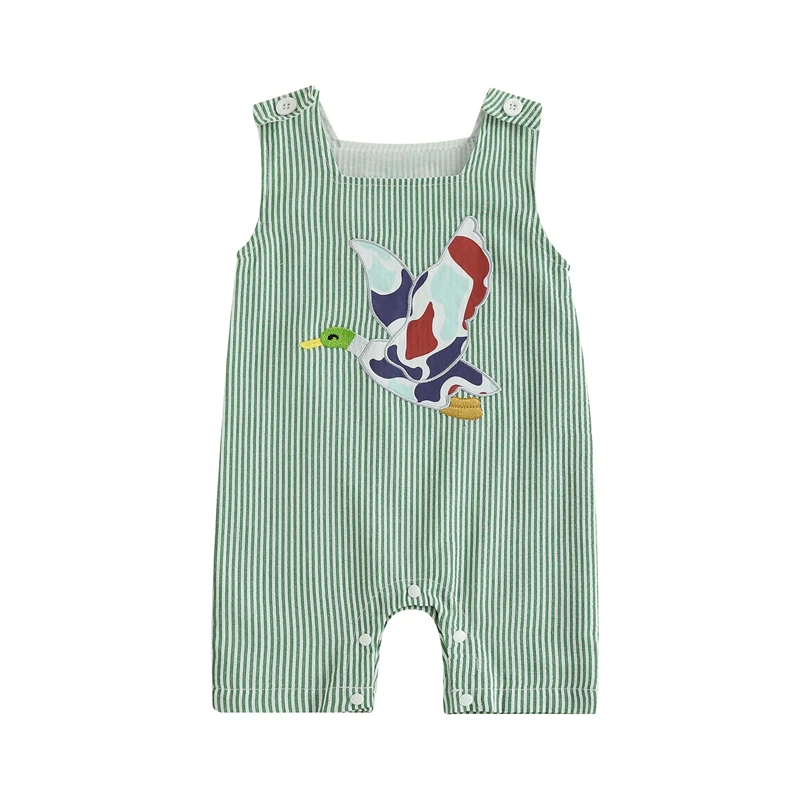 

Newborn Baby Boy Girl Clothes Stripes Sleeveless Romper Infant Embroidery Bodysuit Cute Summer Spring Outfit