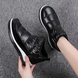 Women's Snow Boots Shoe White Low Ankle Winter 2024 Short Barrel Booties Waterproof Boot Fur Furry Shoes for Women Black Silver