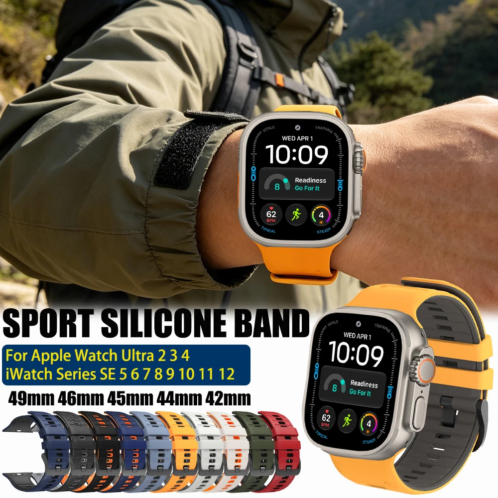 Breathable Silicone Band for Apple atch Ultra 4 3 2 49mm Strap Bracelet for iWatch Series 11 10 9 7 8 6 SE 45mm 46mm 44mm Correa