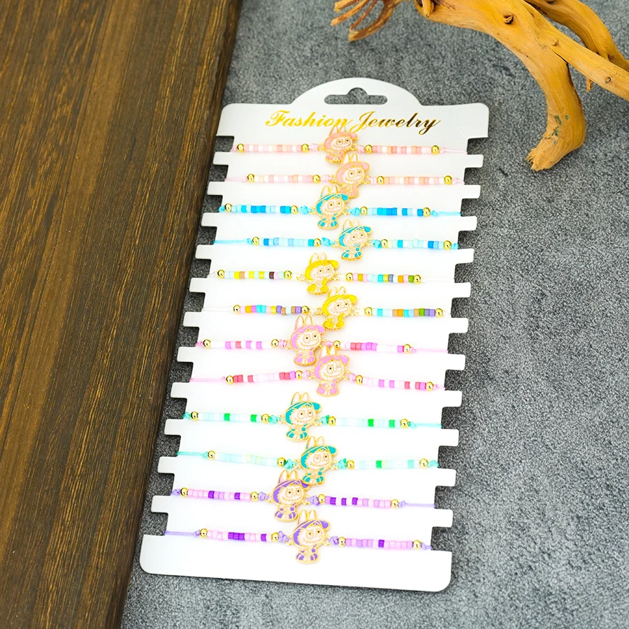 12Pcs/Dozen Handmade Braided Rope Bracelet Men Women Adjustable Seed Beads Braslet Sweet Couple Friendship Braclet Jewelry Joias