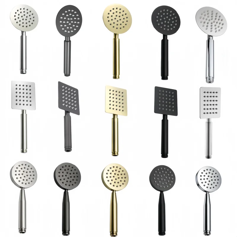 Brushed Gold Stainless Steel Handheld Shower Head Bathroom Chrome Round Square Bathtub Handheld Shower Head Black Grey Brushed