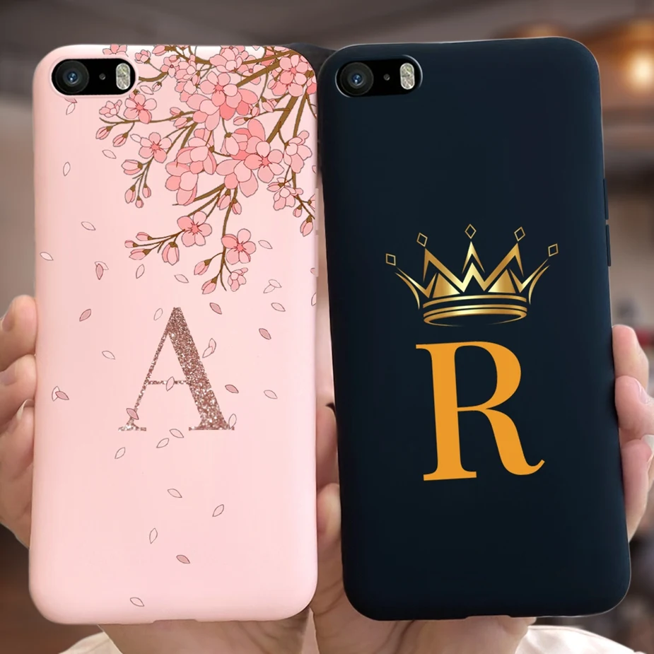 For iPhone 5 5s SE Case Cute Crown Letters Cover Soft Silicone Phone Case For iPhone SE 2020 2022 iPhone5 iPhoneSE Fundas Bumper